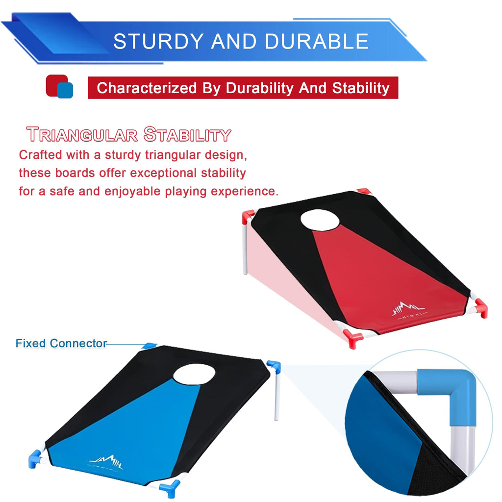 Himal Portable Pvc Framed Cornhole Game Set With 8 Bean Bags And Carrying Bag (Blue-Red,3 X 2-Feet)