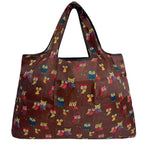 Allydrew Large Foldable Tote Nylon Reusable Grocery Bag, Owls Brown