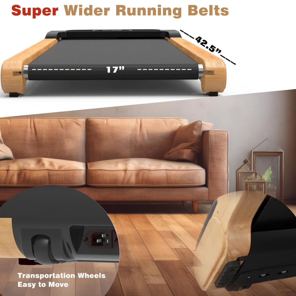 Walking Pad, High Grade Wood Under Desk Treadmill 300Lbs Capacity, Max 2.5 Hp Electric Treadmill For Home Office Installation-Fr