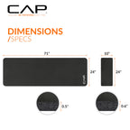 Cap High Density Exercise Yoga Mat With Strap And Knee Pad 71''X24''X1/2'' Black