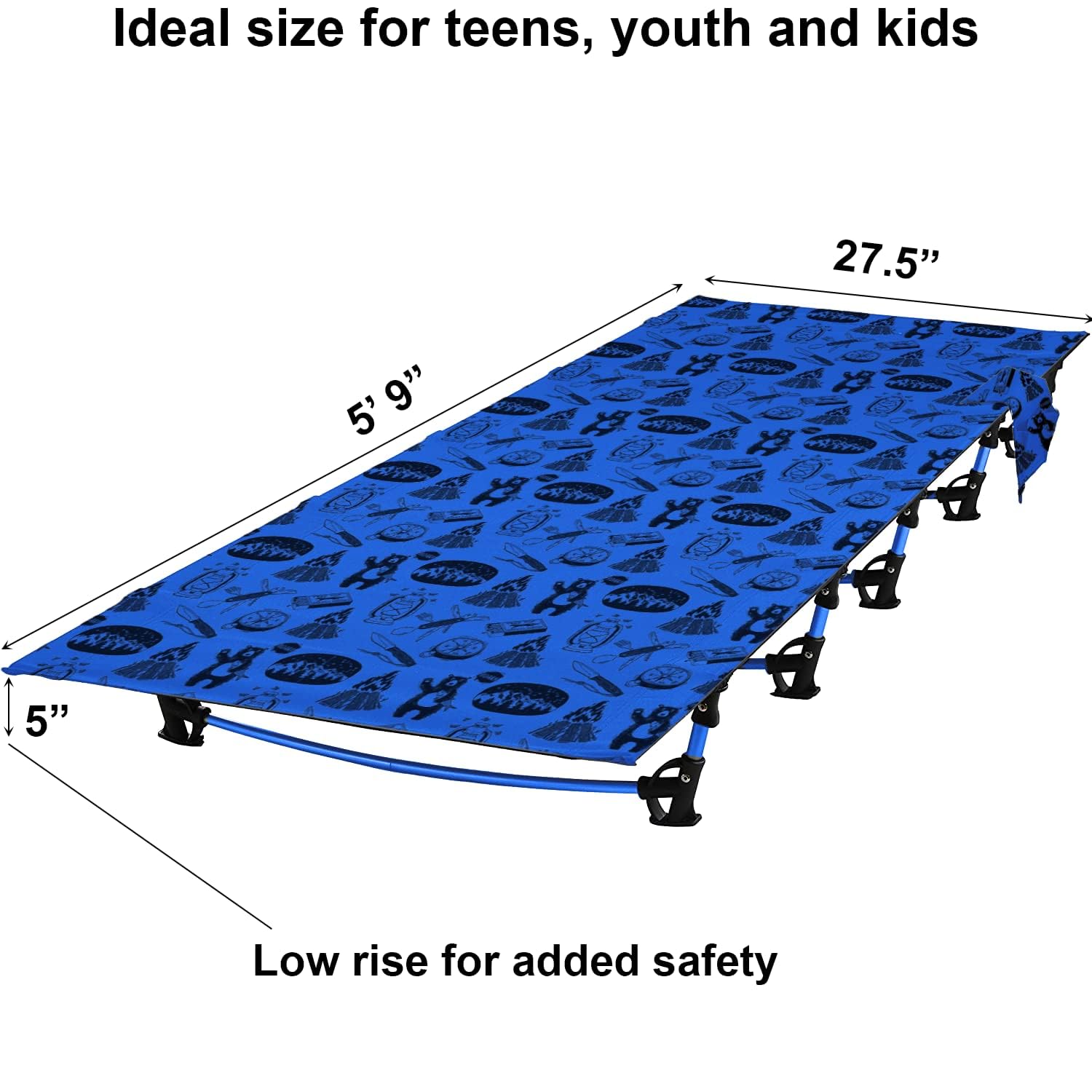 Kids Camping Cot And Toddler Travel Bed | Lightweight And Compact Cots For Sleeping | 59    X 27.5    X 5.3    - Portable Foldin