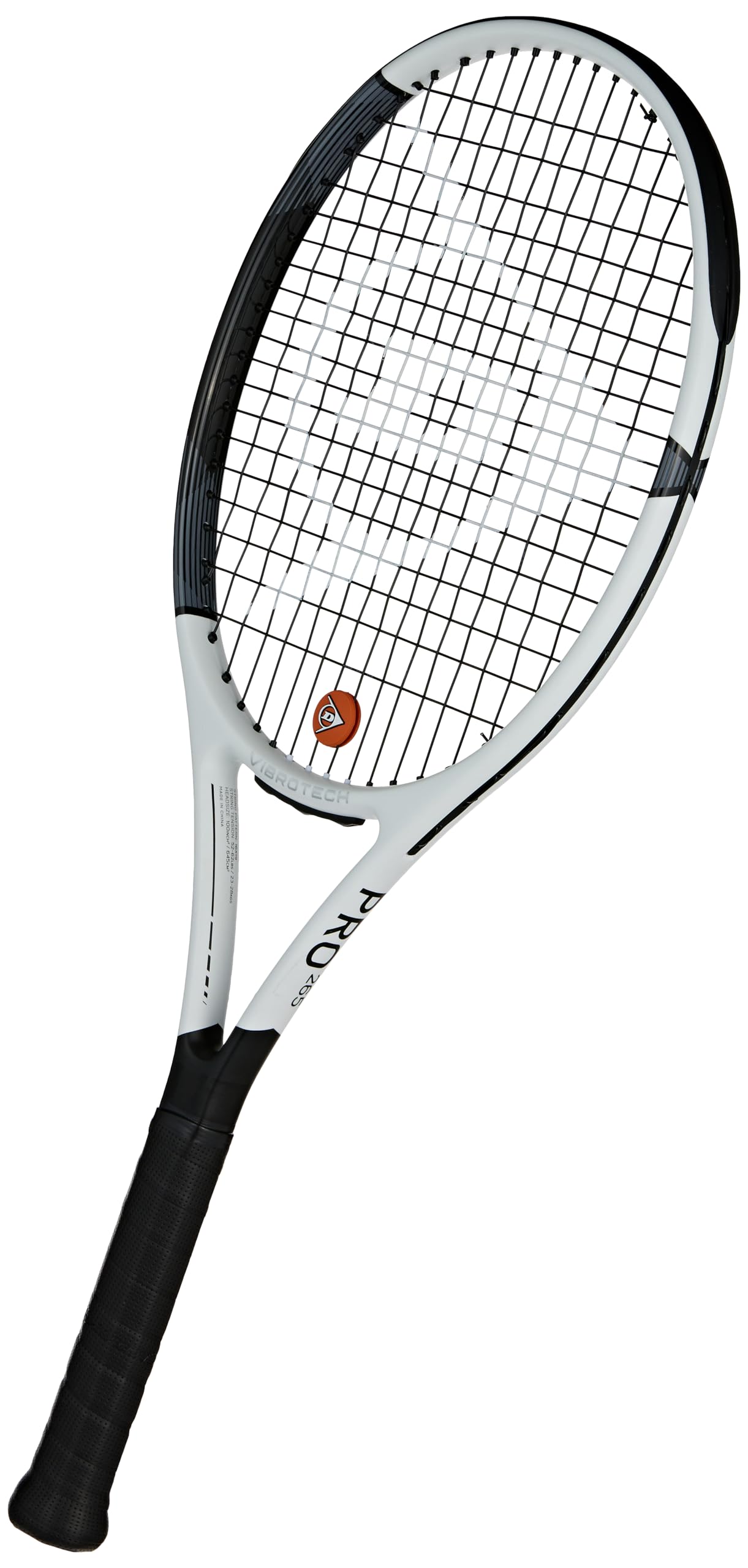 Dunlop Sports PRO 265 Pre-Strung Tennis Racket, 1/4 Grip, White/Black