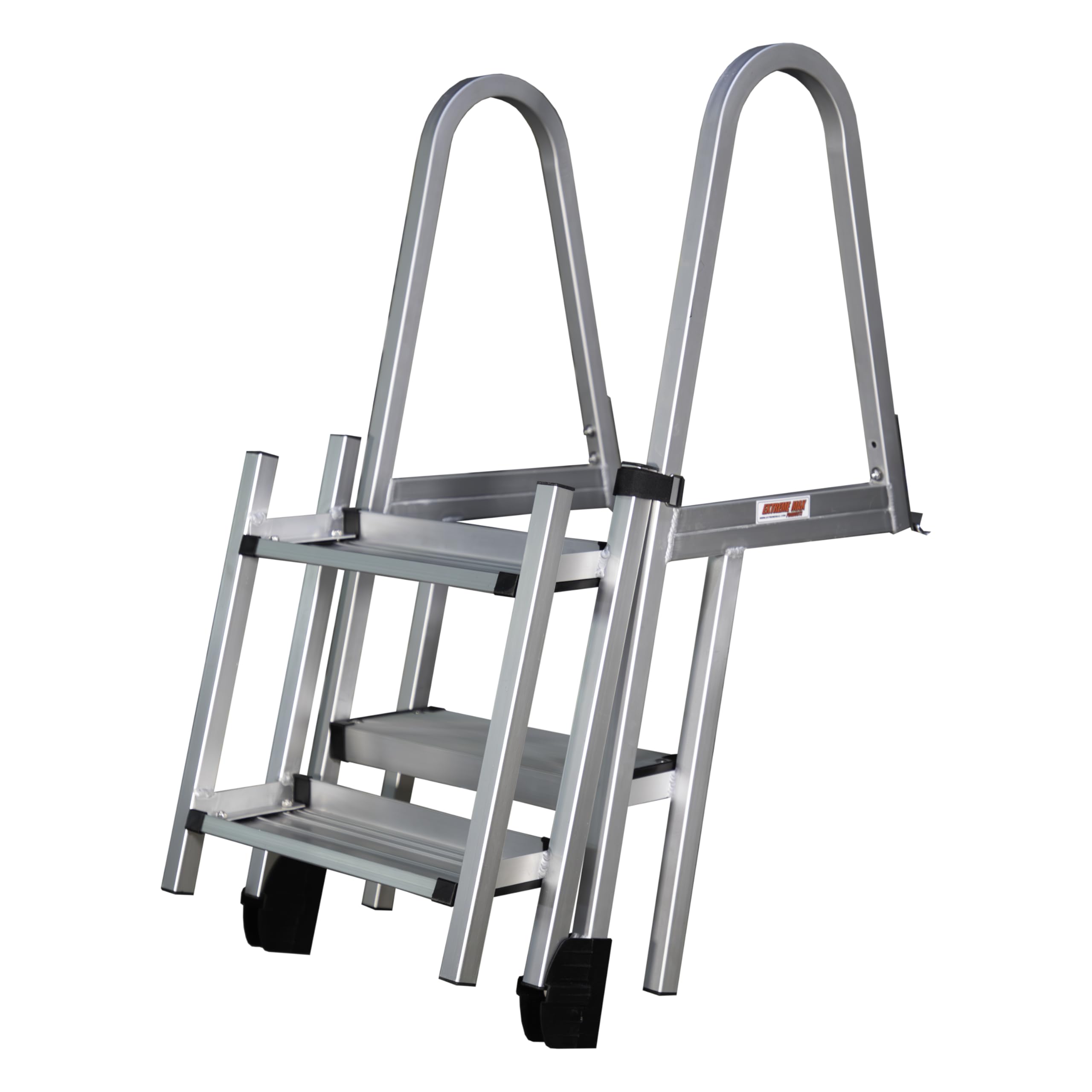 Extreme Max 3005.5284 Heavy-Duty Aluminum Pontoon & Dock Ladder with 15.75 Wide Fold-Up Steps - 3-Step, 300 lbs. Weight Capacity
