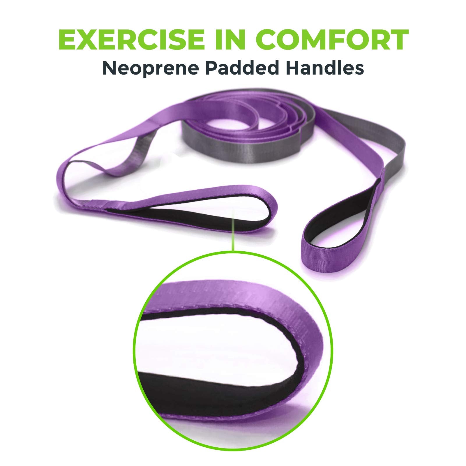 Gradient Fitness Stretching Strap For Physical Therapy, 12 Multi-Loop Stretch Strap 1'' W X 8' L, Neoprene Handles, Physical The