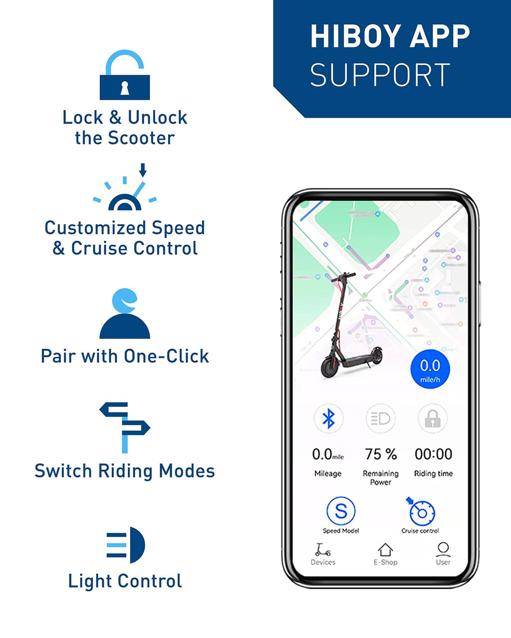 Hiboy Electric Scooter for Adults, 19 MPH, 25 Miles Range, 500W Motor (750W Peak), Foldable E Scooter with Phone Holder, Dual Sp