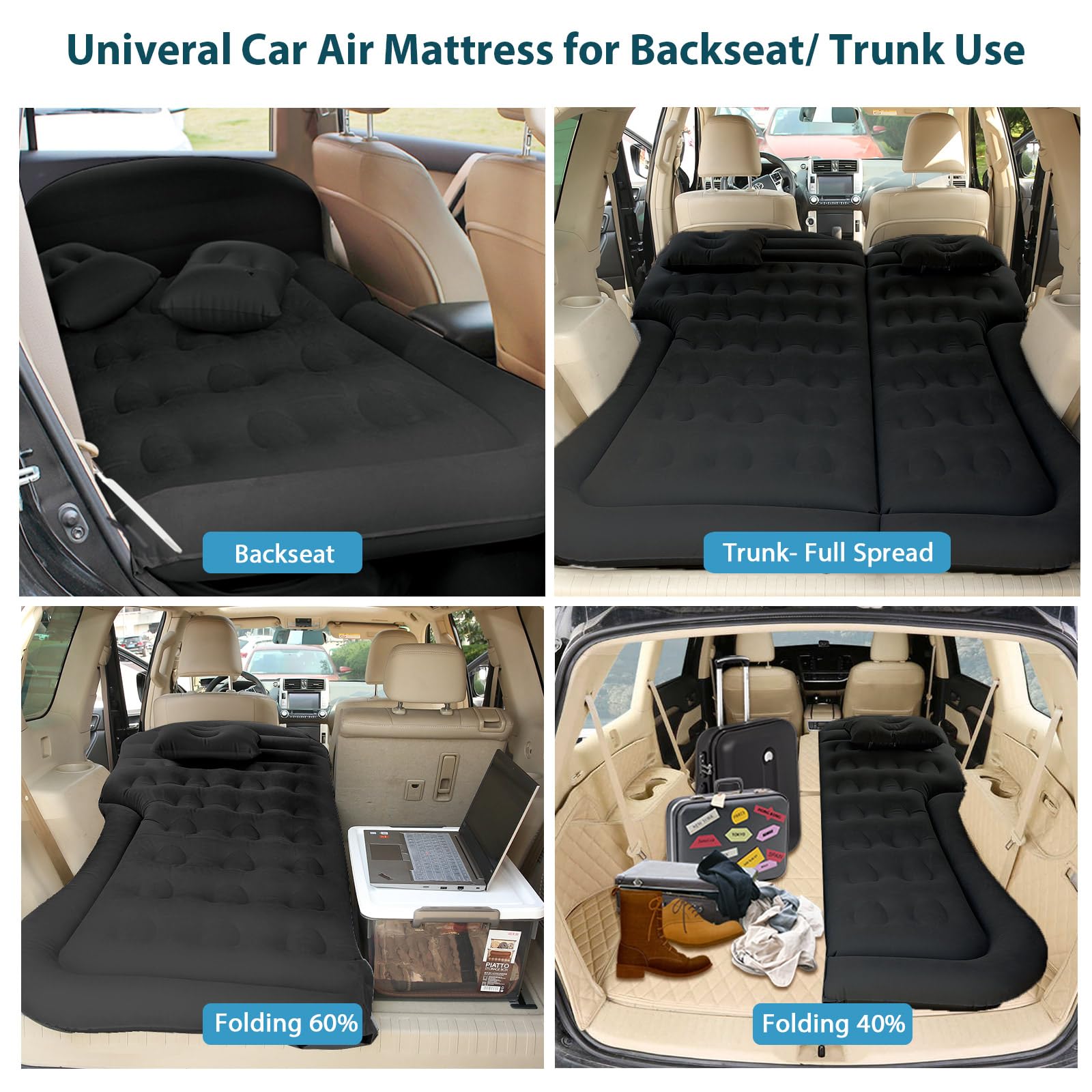 Iswees Car Air Mattress,Camping Air Mattresses,Car Bed,Suv Air Mattress With Electric Pump,Two Piers And 2 Pillows,Car Inflatabl