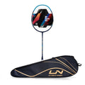 Lining AirForce 77 G3 Carbon Fibre Strung Badminton Racket with Full Cover (77g, Navy/Blue/Gold)