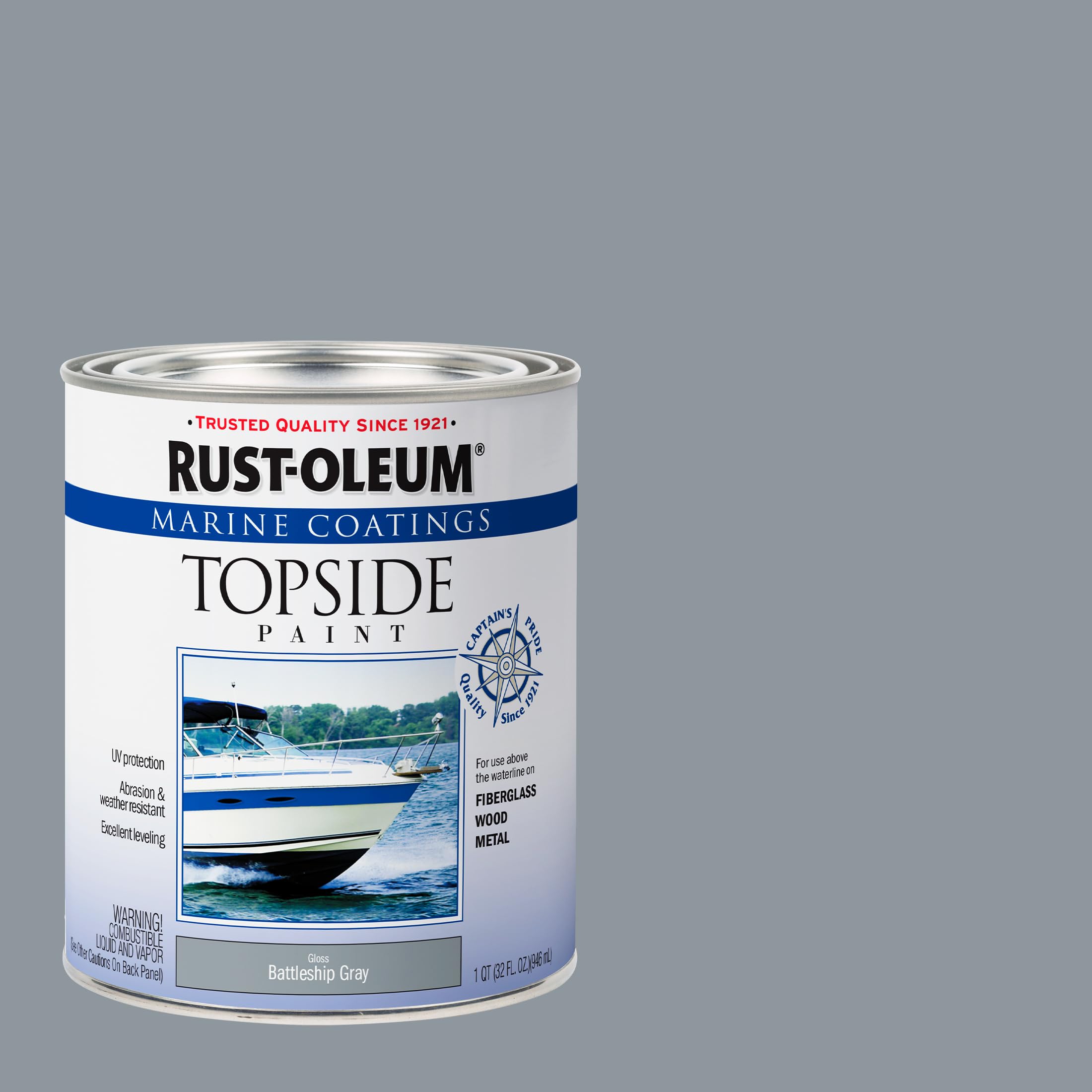 Rust-Oleum Available 207005 Marine Topside Enamel Paint, Battleship Gray, 1-Quart, 32 Fl Oz (Pack Of 1)(Packaging May Vary)