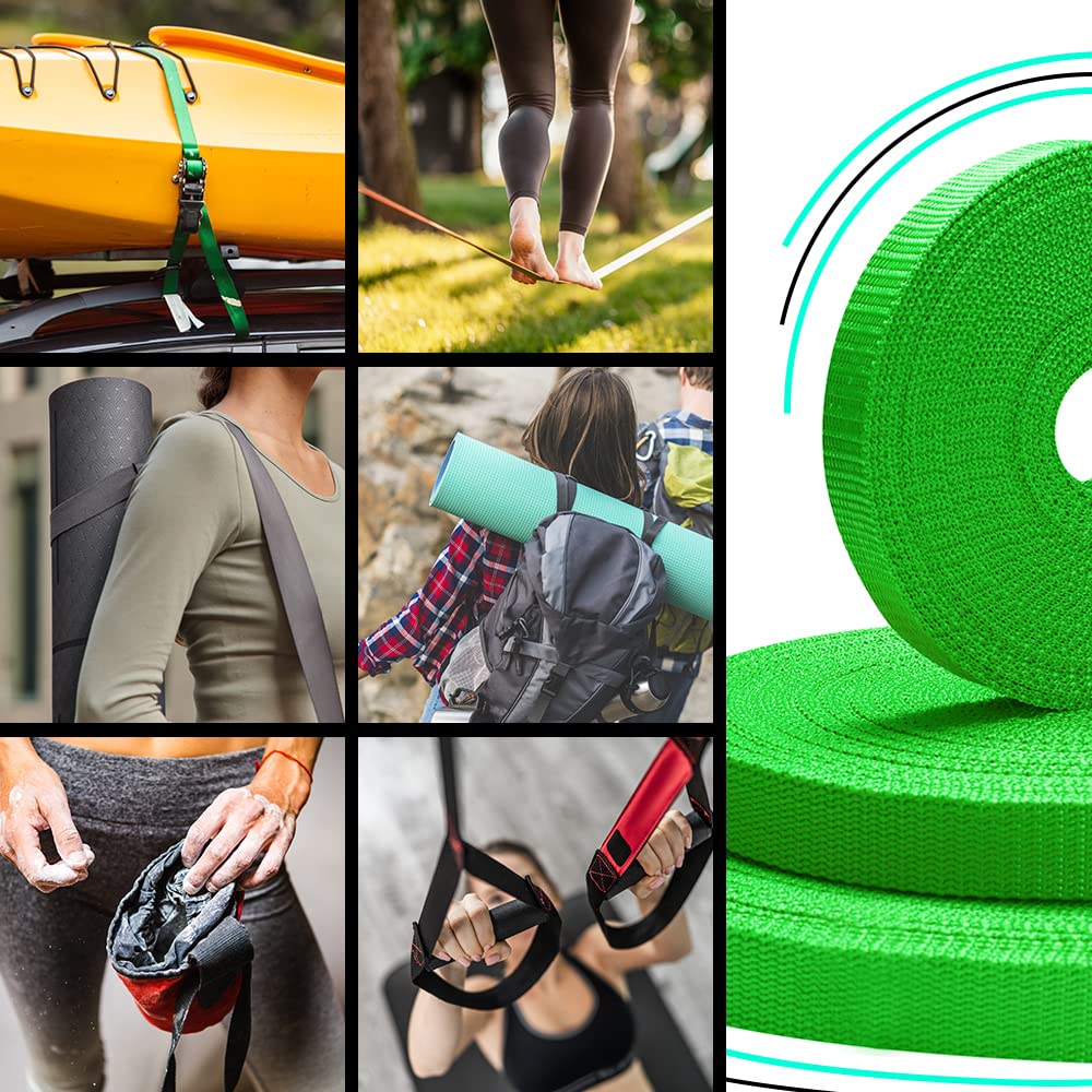 Teceum 1 Inch Webbing - Grass Green - 10 Yards - 1    Webbing For Climbing Outdoors Indoors Crafting Diy Nw