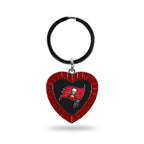 Rico Industries Nfl Tampa Bay Buccaneers Nfl Rhinestone Heart Colored Keychain, Red, 3-Inches In Length