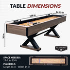 Hathaway Excalibur 9-Ft Shuffleboard Table For Great For Family Recreation Game Rooms, Designed With A Rustic Driftwood Finish W