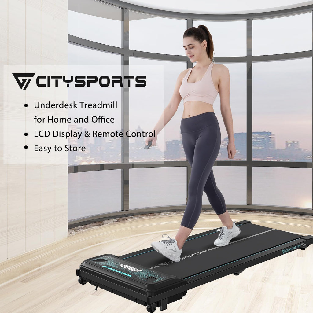 CITYSPORTS Treadmill Under Desk, Walking Pad, Ultra Slim & Portable for Home (Black&Green)