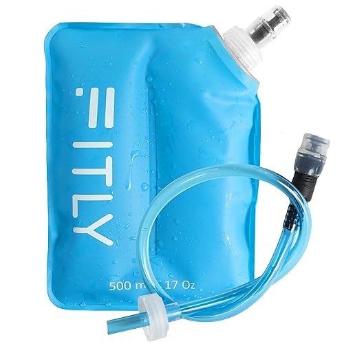Fitly Soft Flask - 17 Oz (500 Ml) - Shrink As You Drink Soft Water Bottle For Hydration Pack - Folding Water Bottle For Running