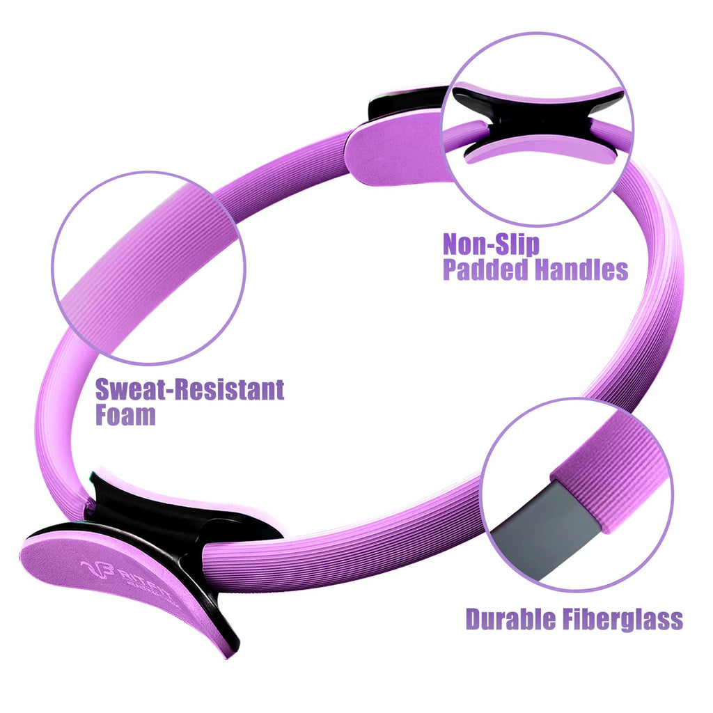 Ritfit Pilates Ring Circle - 14 Inch Magic Fitness Circle For Toning Inner & Outer Thighs, Bonus Workout Guide Included (Purple)