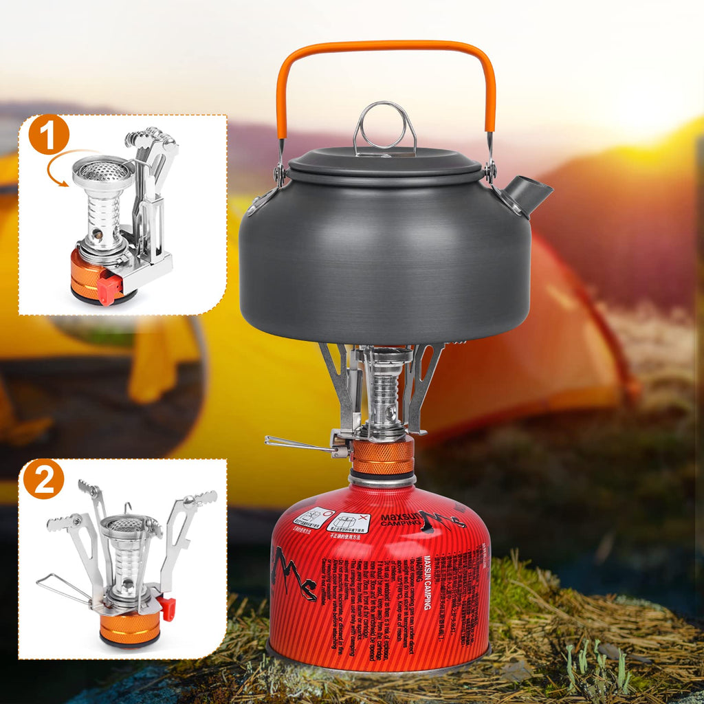 Bisgear Camping Cookware Kettle Backpacking Stove Mess Kit, Camping Pots And Pans Set With Cups Plates Utensils, Camping Kitchen