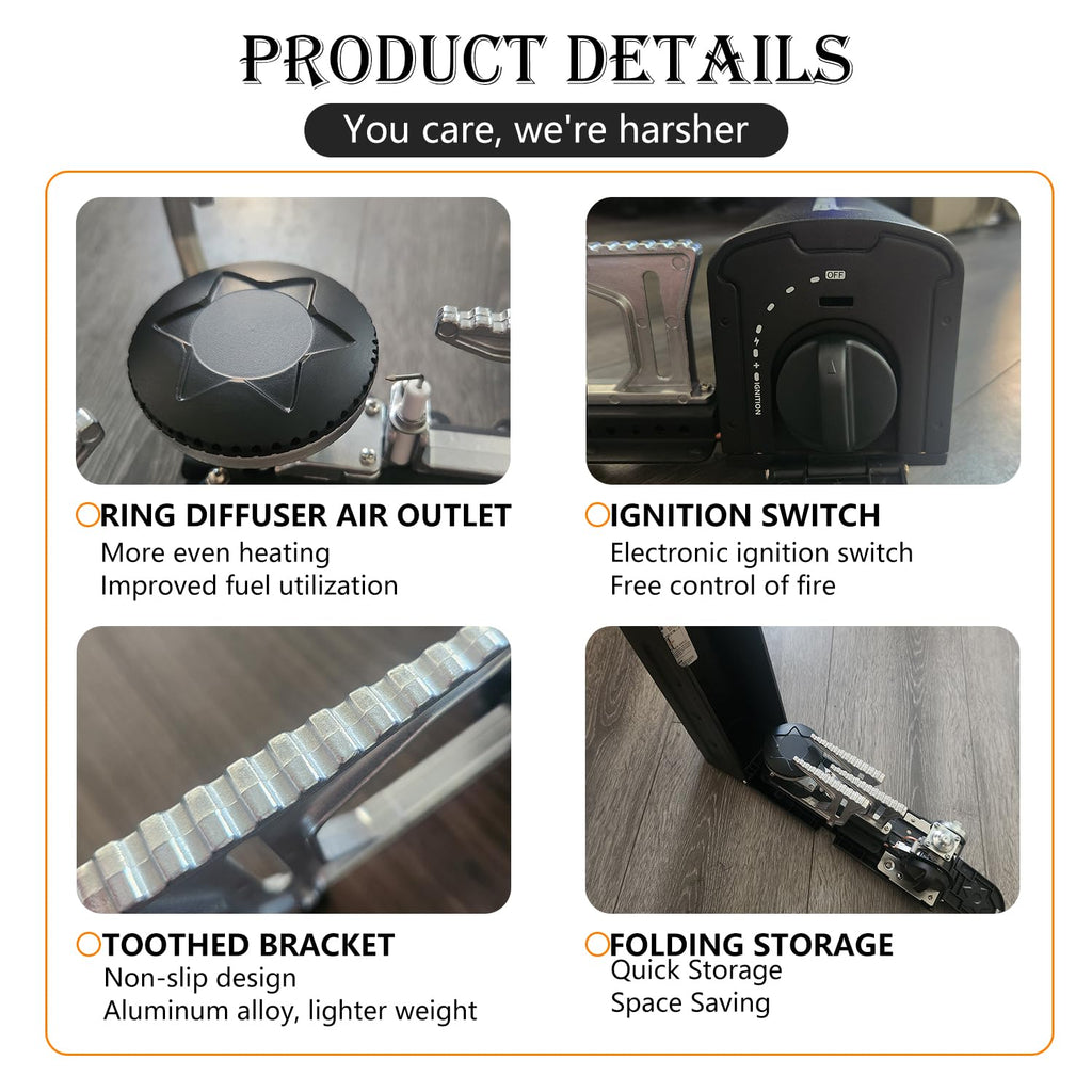 Dawn Deer Portable Cassette Stove With Delicate Storage Bag, Foldable Camp Stove Compact Camping Stove, 2200W Folding Butane Gas
