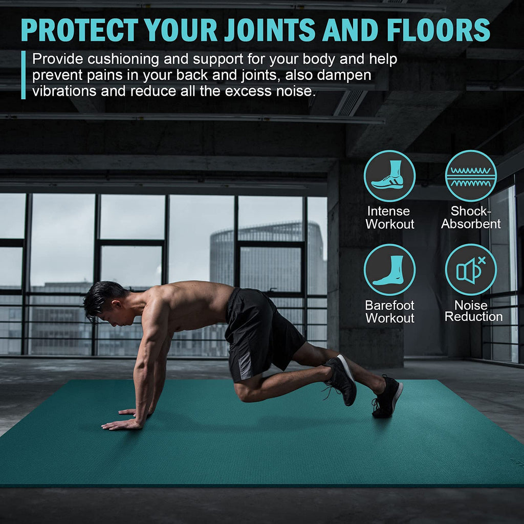 Large Exercise Mat 8'X5'X7Mm Workout Mat For Home Gym Mats Exercise Gym Flooring Rubber Fitness Mat Large Yoga Mat Cardio Mat Fo