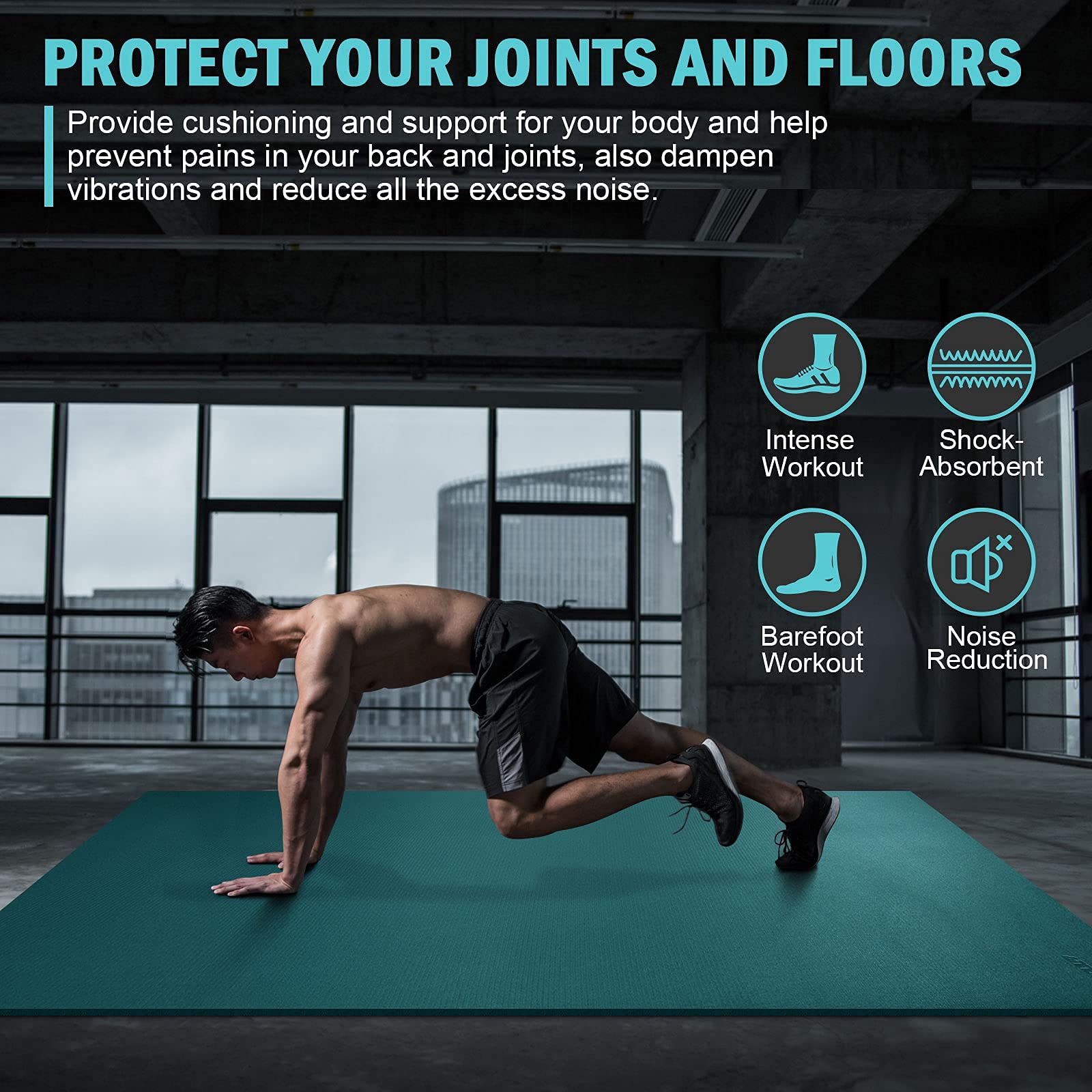 Large Exercise Mat 8'X5'X7Mm Workout Mat For Home Gym Mats Exercise Gym Flooring Rubber Fitness Mat Large Yoga Mat Cardio Mat Fo