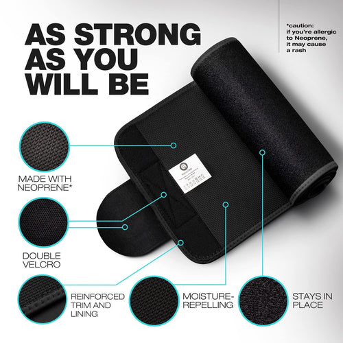 Activegear Waist Trimmer Belt For Stomach And Back Lumbar Support, Large: 9'' X 46'' - Blue
