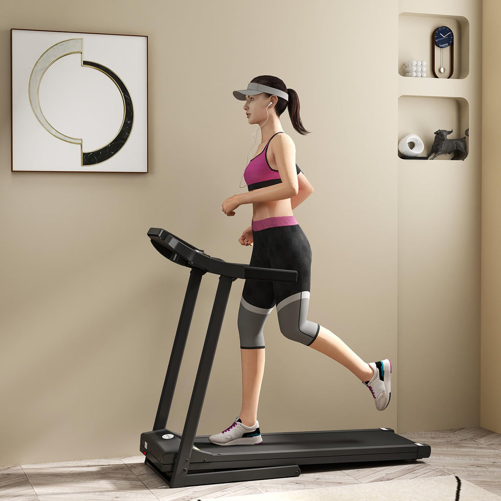 Soozier Folding Treadmill 1.5Hp 7.45 Mph Max Speed Electric Motorised Running Jogging Walking Machine W/ 12 Preset Programs And
