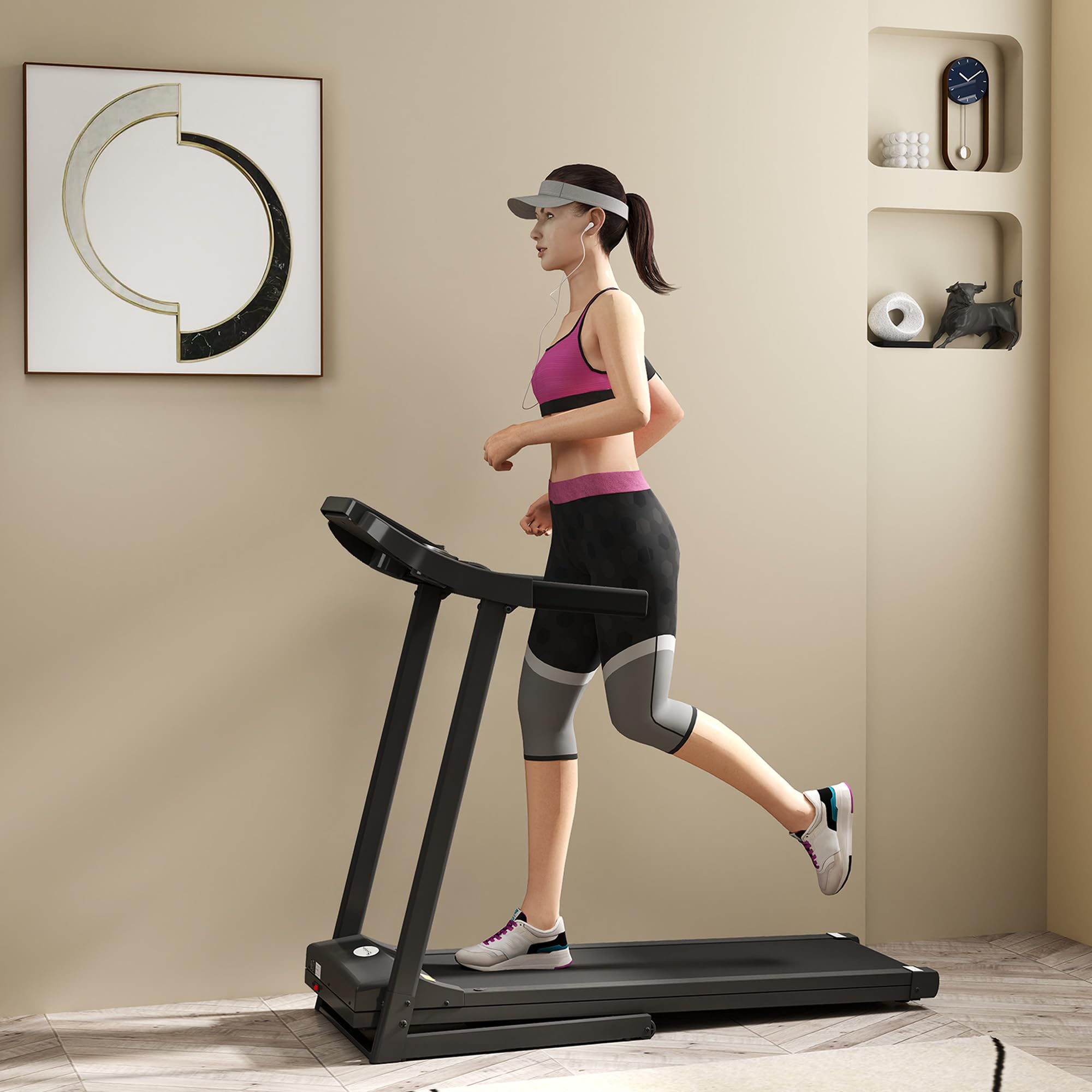 Soozier Folding Treadmill 1.5Hp 7.45 Mph Max Speed Electric Motorised Running Jogging Walking Machine W/ 12 Preset Programs And