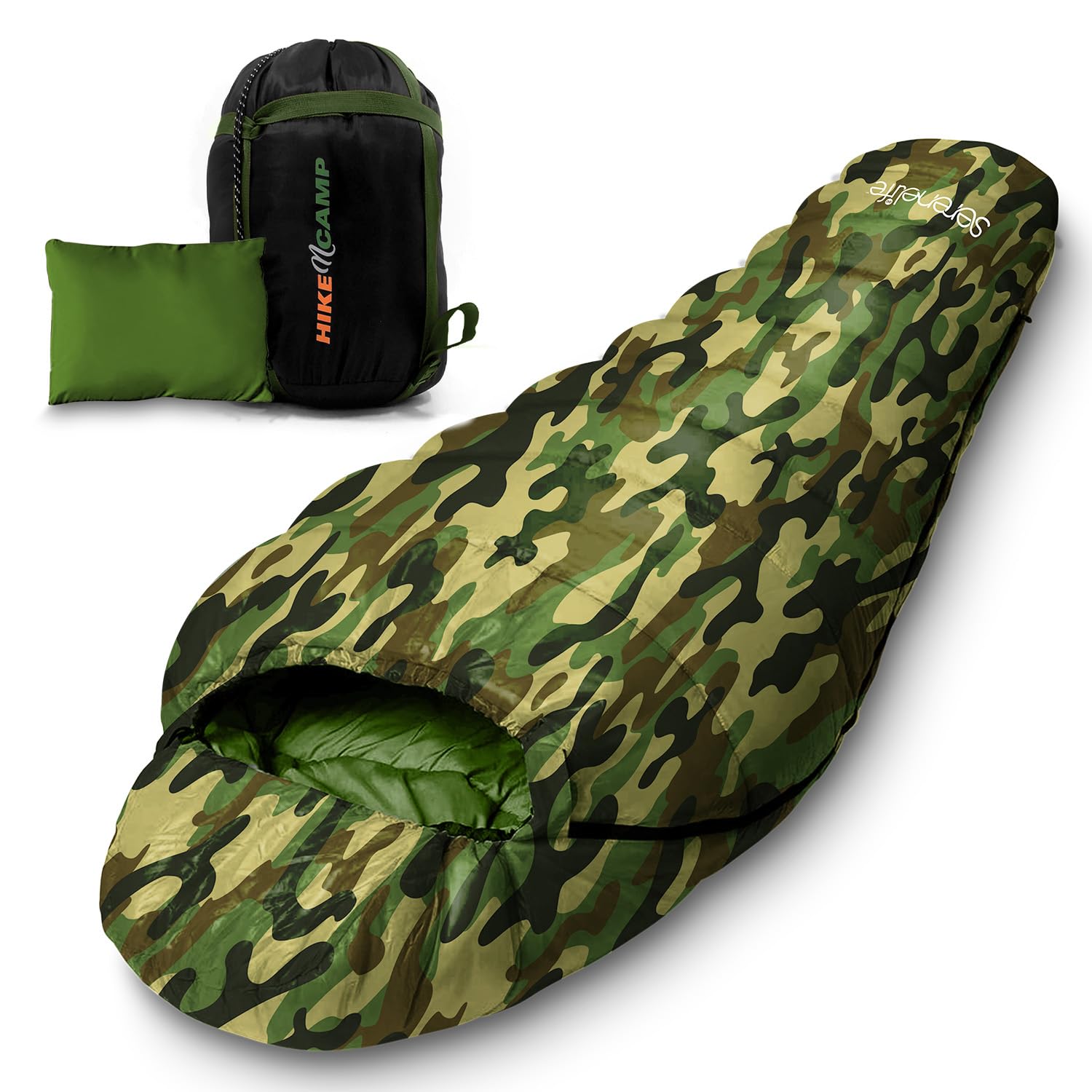 SereneLife Backpacking Sleeping Bag Camping Gear, Mummy Sleeping Bag for Adults/Teens w/Pillow and Bag, Outdoor Lightweight Weat
