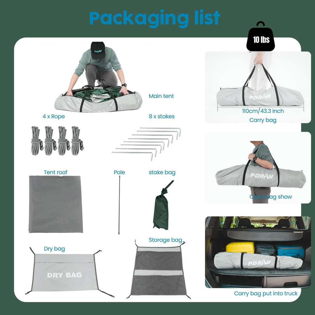 Portable Camping Shower Tent Deluxe Changing Room Easy Set Up Privacy Shelter,Large Toilet Tent 2 Rooms With Floor Drain Design