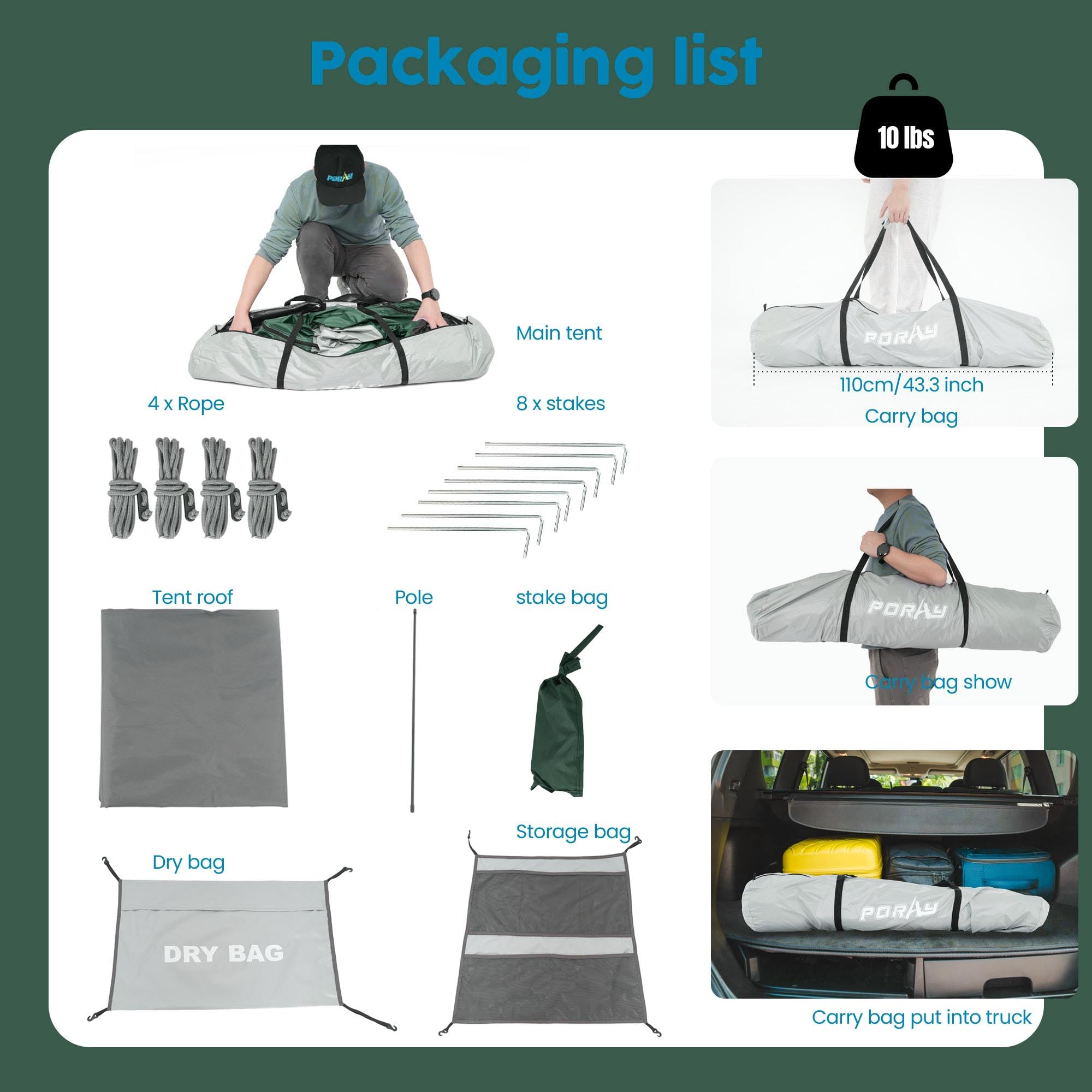 Portable Camping Shower Tent Deluxe Changing Room Easy Set Up Privacy Shelter,Large Toilet Tent 2 Rooms With Floor Drain Design