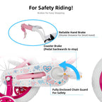 Joystar 14 Inch Girls Bike For 3 4 5 Years Old Girl 14'' Kids Bikes With Training Wheels And Basket Children'S Bicycle In Pink