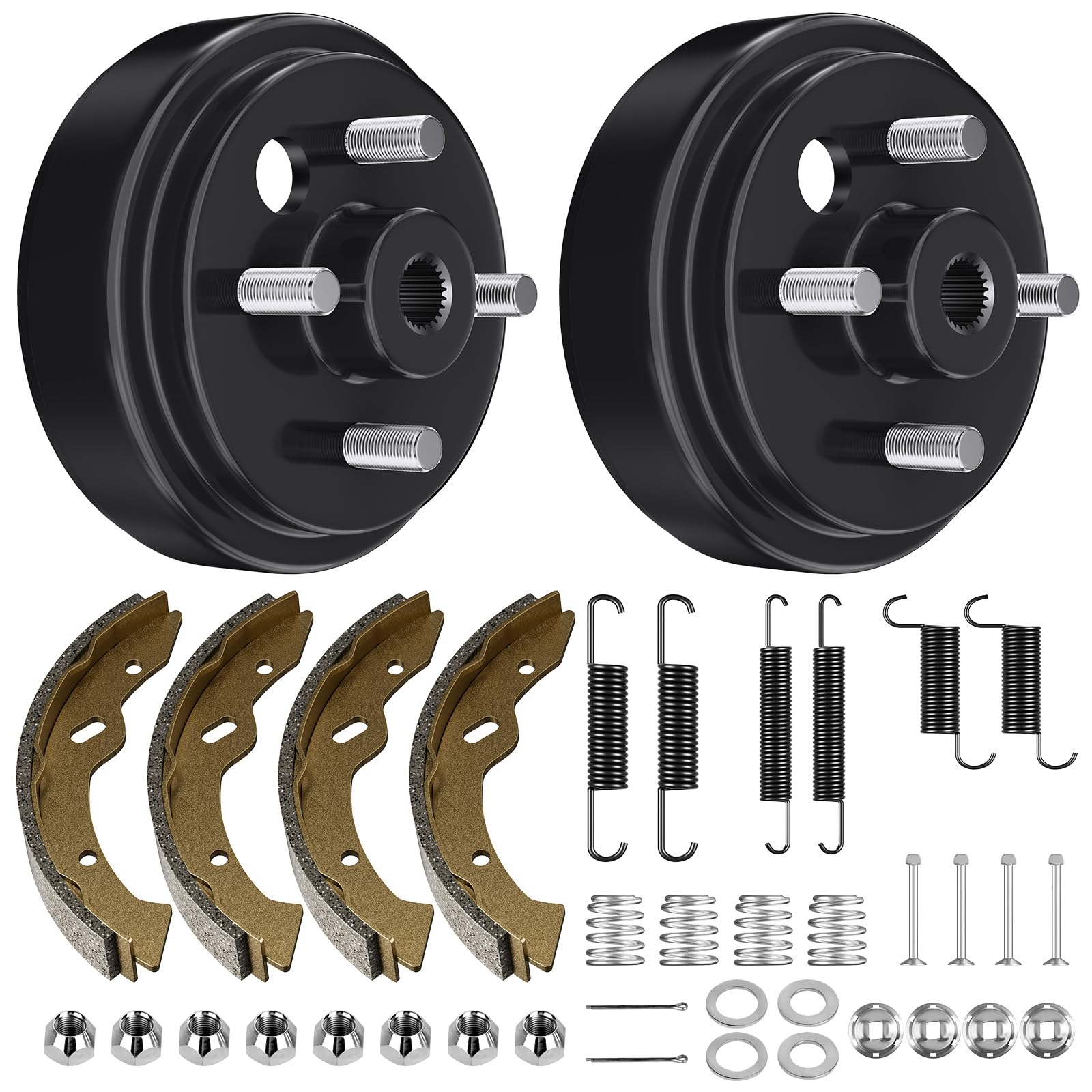 Golf Cart Brake Drum Maintenance Kit for 1997-UP Electric EZGO TXT PDS, Repair Kit with Brake Hub Drums, Shoes/Pads, Spring Kit,