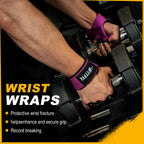 FITFIV Lifting Straps for Weightlifting, Lifting Wrist Straps for Gym Strength Training, Neoprene-padded Wrist Cushion - Men & W