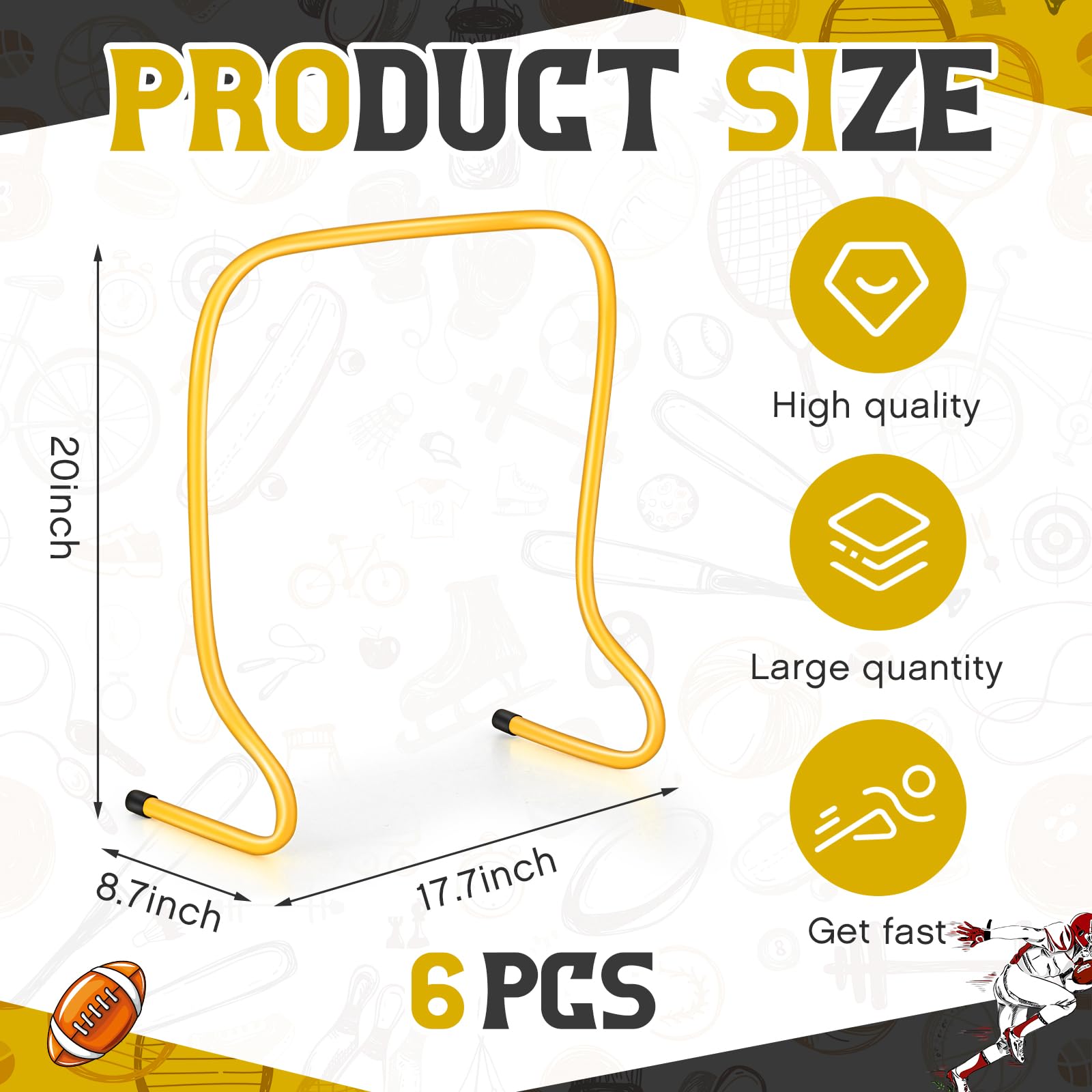 Leyndo 6 Pcs 20 '' Plyo Hurdles Training Equipment Practice Speed Hurdles Training Track Agility Soccer Football Basketball Base