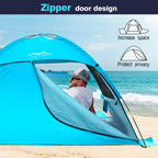 Dlucky Beach Tent For 2/3-4/5 Person,Anti-Uv Portable Sun Shade Shelterupf 50+,Both Sides Extendable Floor,Extendable Awning,Wit
