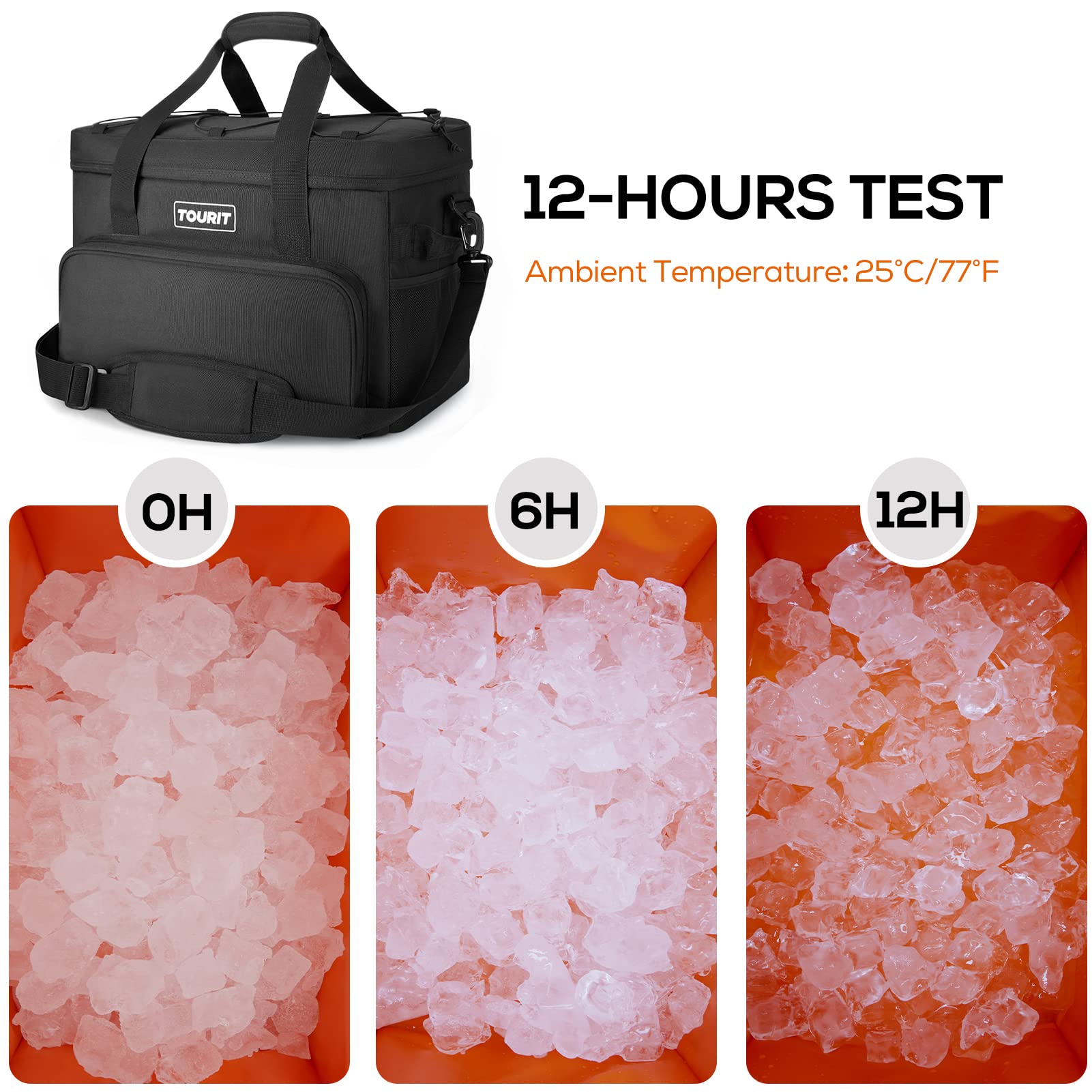Tourit Cooler Bag 46-Can Insulated Soft Cooler Portable Cooler Bag 32L Lunch Coolers For Picnic, Beach, Work, Trip, Black