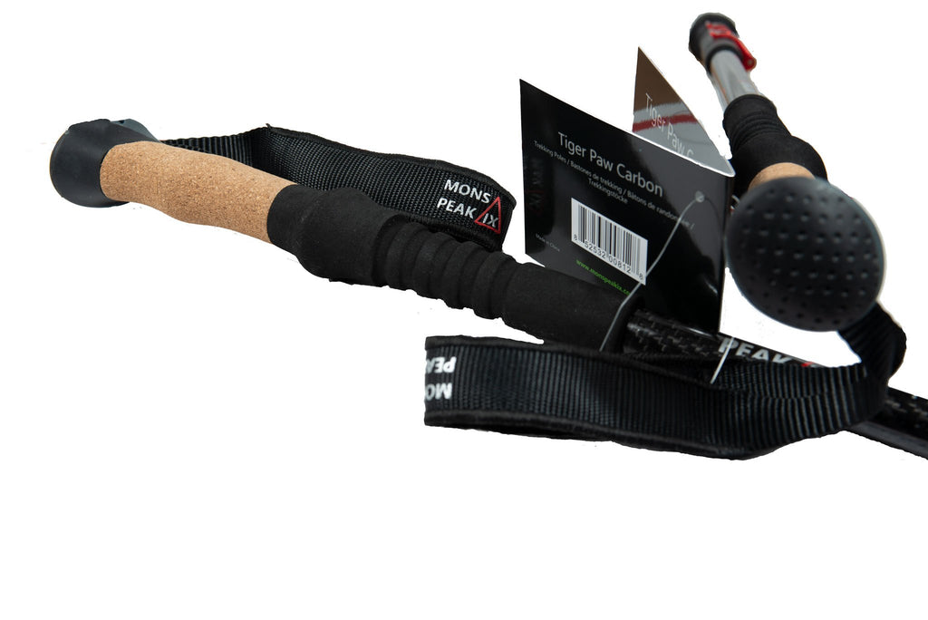Mons Peak Ix Tiger Paw Carbon Trekking Poles, Black, Adjustable Height