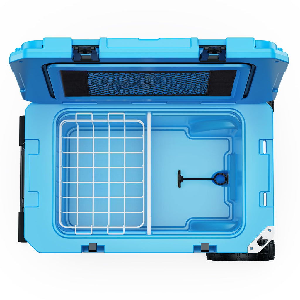 55 Quart Cooler With Wheels, Ice Chests Portable Camping Cooler Holds Ice Up To 6 Days, Leak-Proof Outdoor Insulated Cooler With