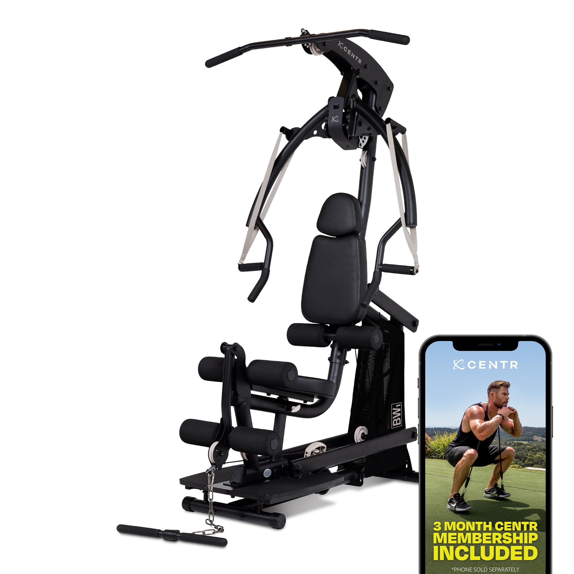 CENTR Body Weight Home Gym Machine - Full Body Resistance Workout System with Cable & Curl Station