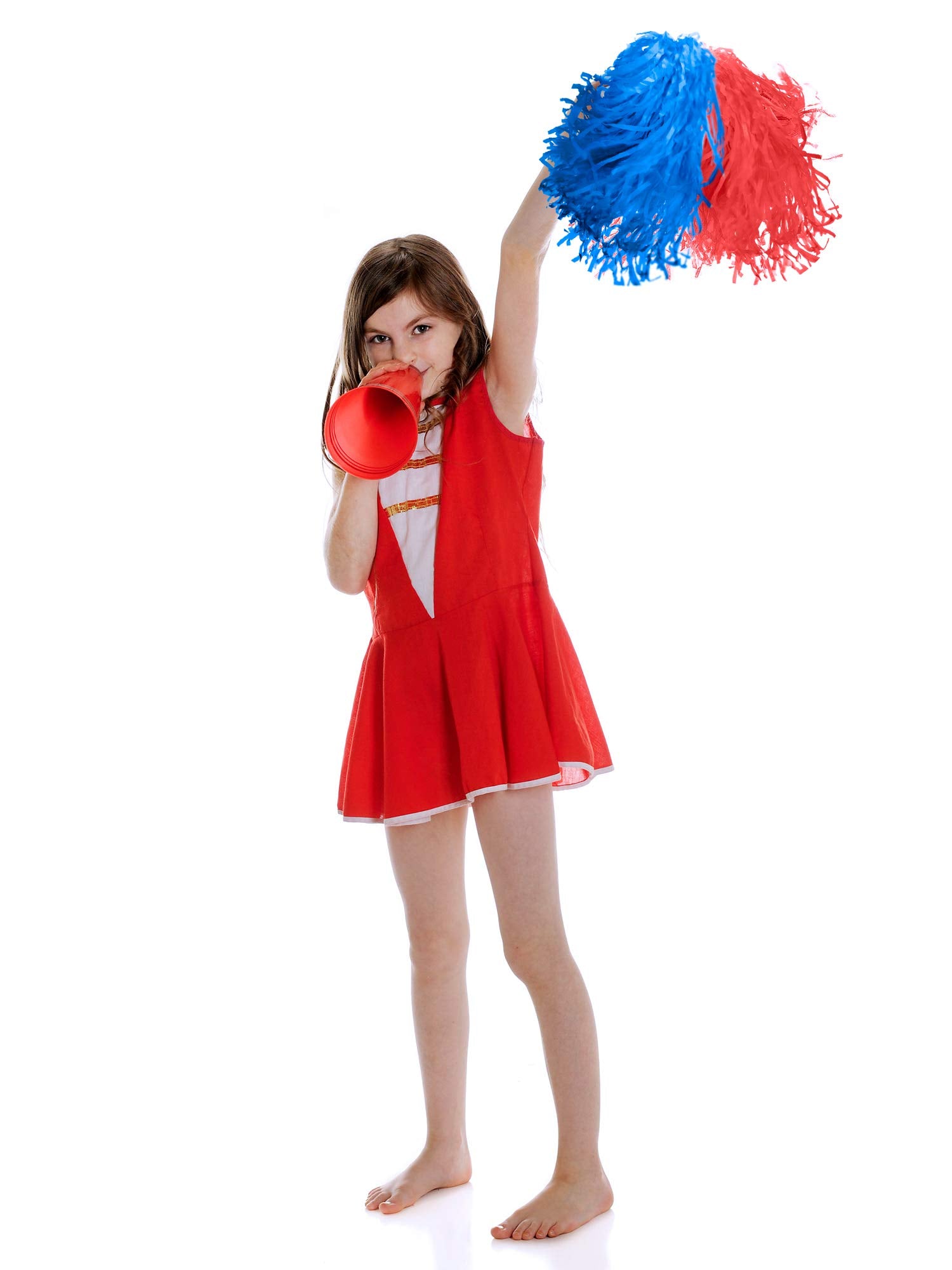 Pangda 12 Pack Cheerleading Pom Poms Sports Dance Cheer Plastic Pom Pom For Sports Team Spirit Cheering (Red And Blue)