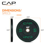 Cap Barbell Economy - Speckled Olympic Bumper Plate Set With Green Logo, Black, 25 Lb Pair