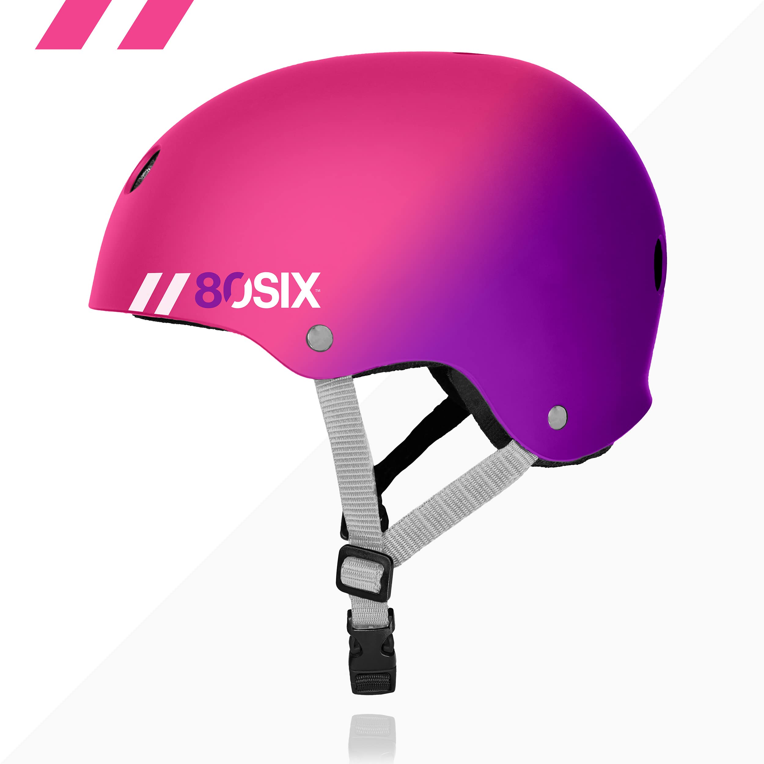 80Six Dual Certified Kids Bike, Skate, And Scooter Helmet, Pink Purple Fade, Small/Medium - Ages 8+