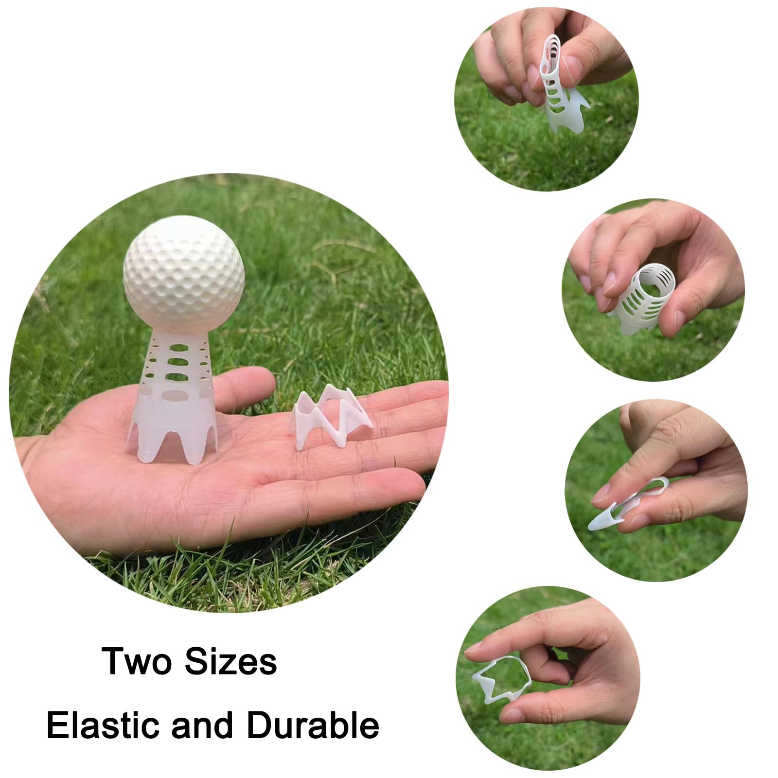 Ruyshu Golf Simulator Tees for Mat, Plastic Indoor Golf Tees for Winter Turf and Driving Range, Pack of 10 Tall & 10 Short (Whit