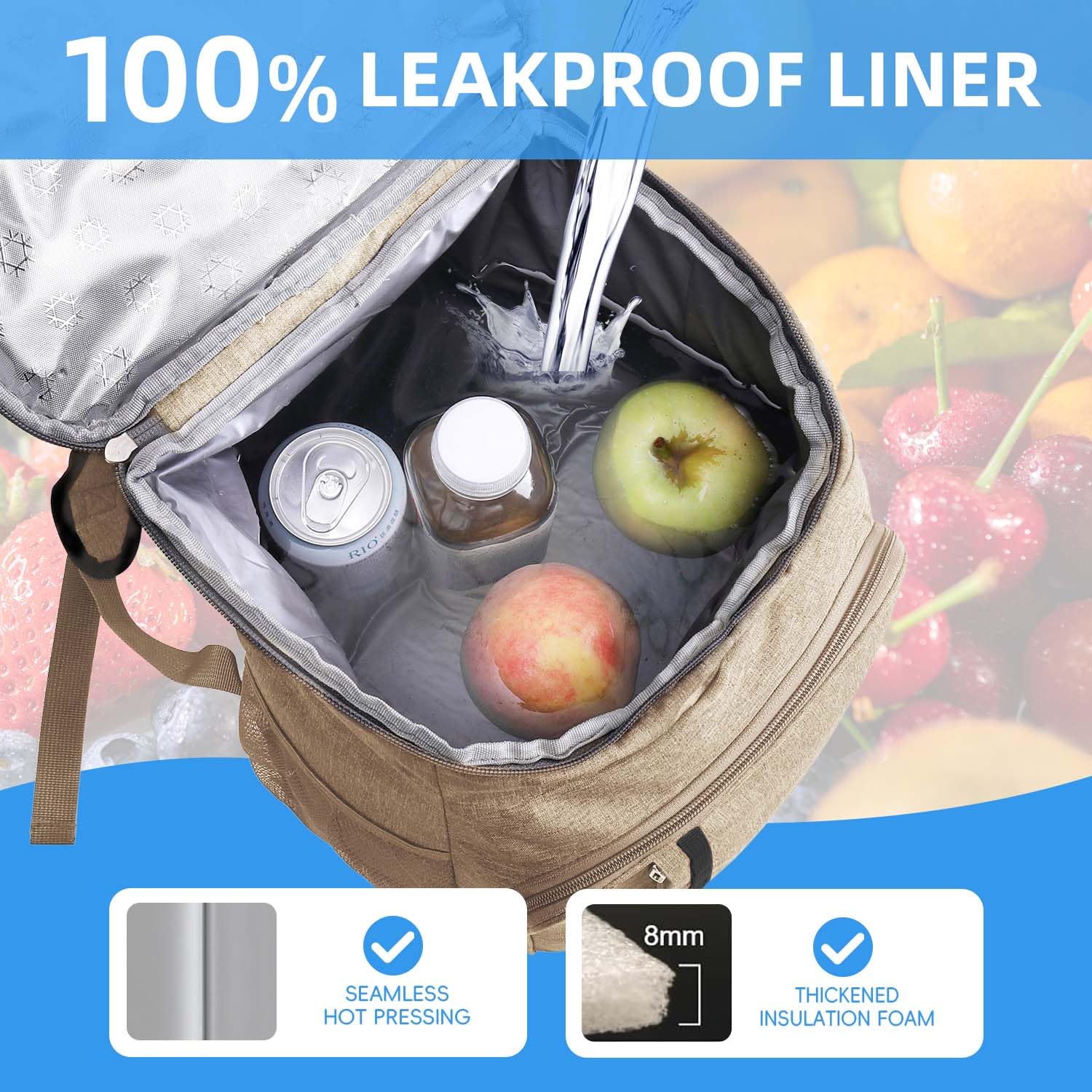 Bagtopia Camping Cooler Backpack 25 Cans, Leak Proof Soft Insulated Compartments Thermal Bag, Portable Lightweight Beach Travel