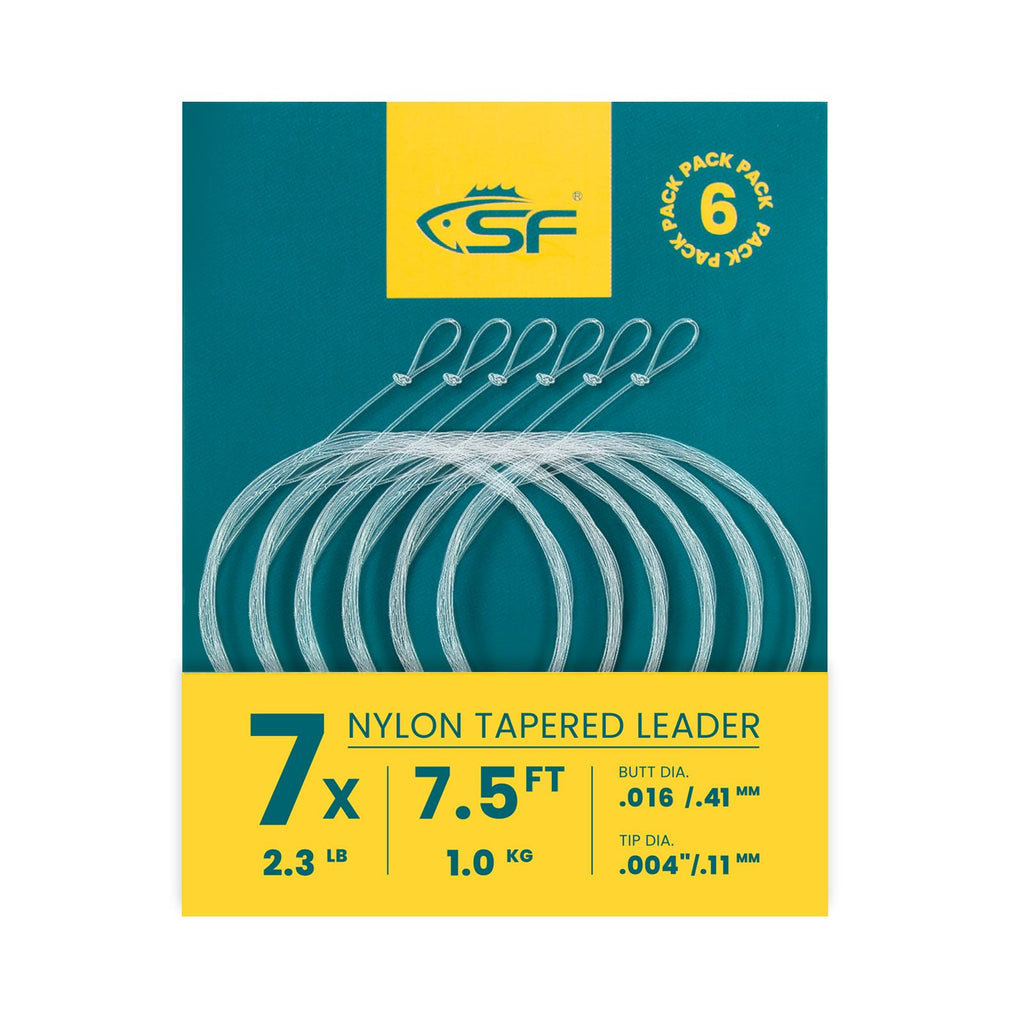 Sf 6Pcs Pre Tied Loop Fly Tapered Leader Nylon Fly Fishing Trout Leader Line 7.5Ft-7X