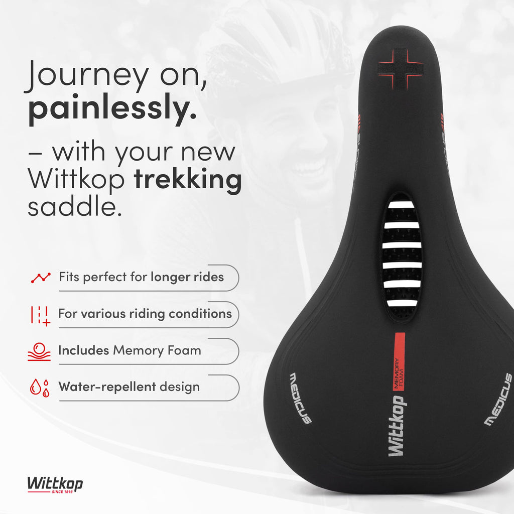 Wittkop Bike Seat [Trekking] For Men & Women, Waterproof Bike Saddle With Innovative 5-Zone-Concept - Exercise Bicycle Saddle -