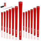 Karma Velour Red Jumbo Golf Grip Kit (With 13 Golf Grips, Tape Strips, Solvent, Rubber Shaft Clamp)