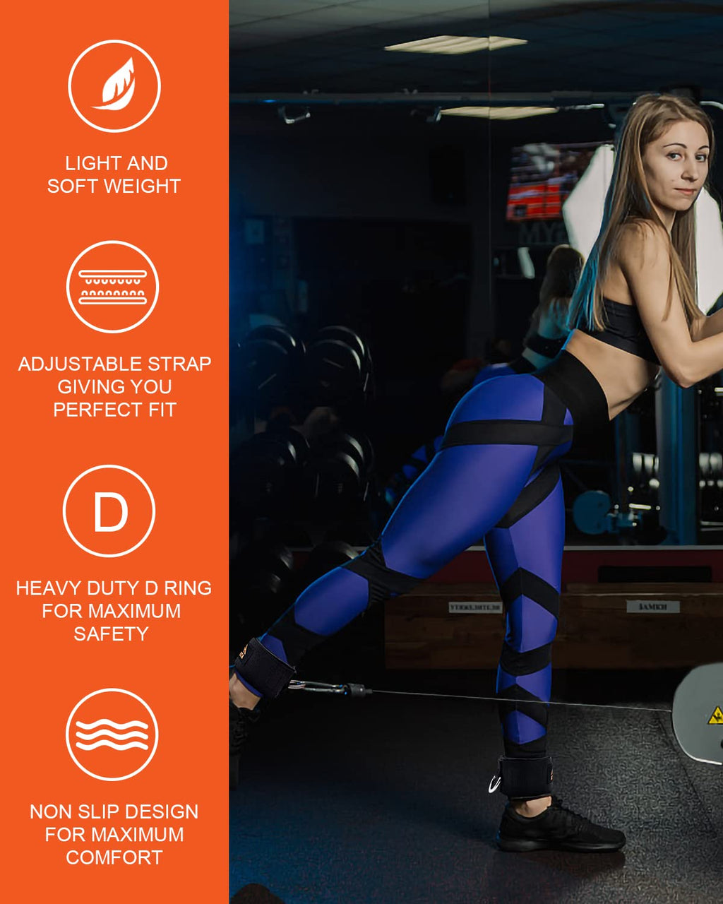 Atento 2 Pairs Ankle Strap For Cable Machine, Comfortable Padded Ankle Wrist Cuffs For Kickbacks, Glutes Workout & Lower Body Ex
