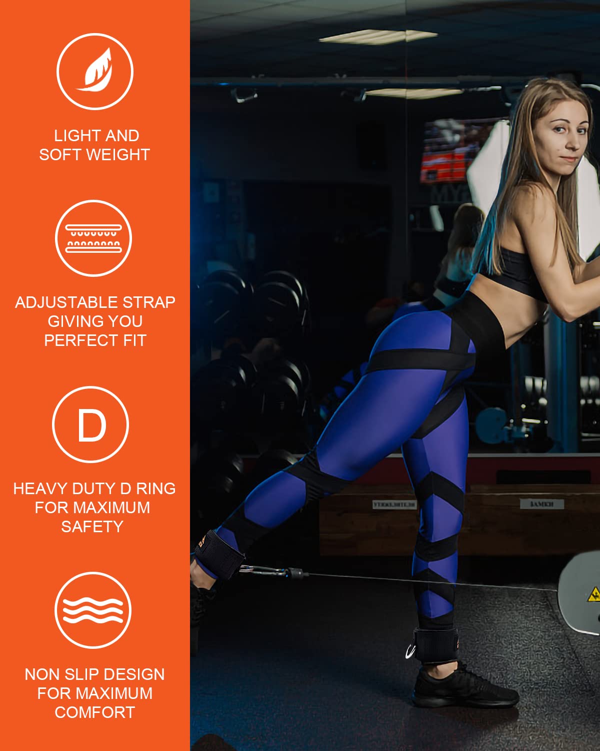 Atento 2 Pairs Ankle Strap For Cable Machine, Comfortable Padded Ankle Wrist Cuffs For Kickbacks, Glutes Workout & Lower Body Ex