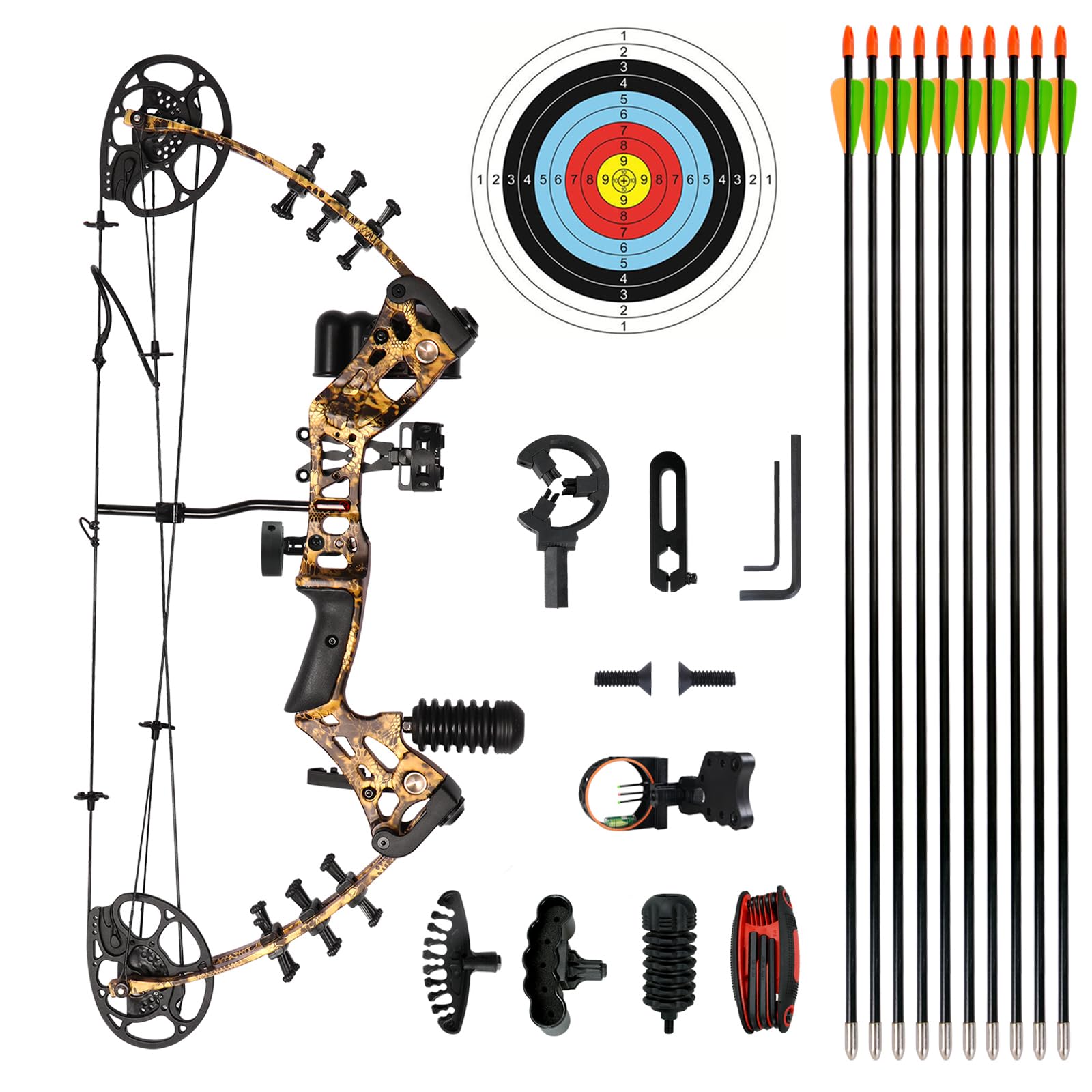 Wuxlisty Youth Compound Bow Set 15-45 Lbs For Teens And Beginner, Package With Archery Hunting Equipment, 3 Pin Sight, Max Speed