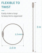 Pawfly 5 Inch Wire Keychain Cable Large Stainless Steel Key Ring Loop Holder For Outdoor Hiking Heavy Duty Connectable Luggage T