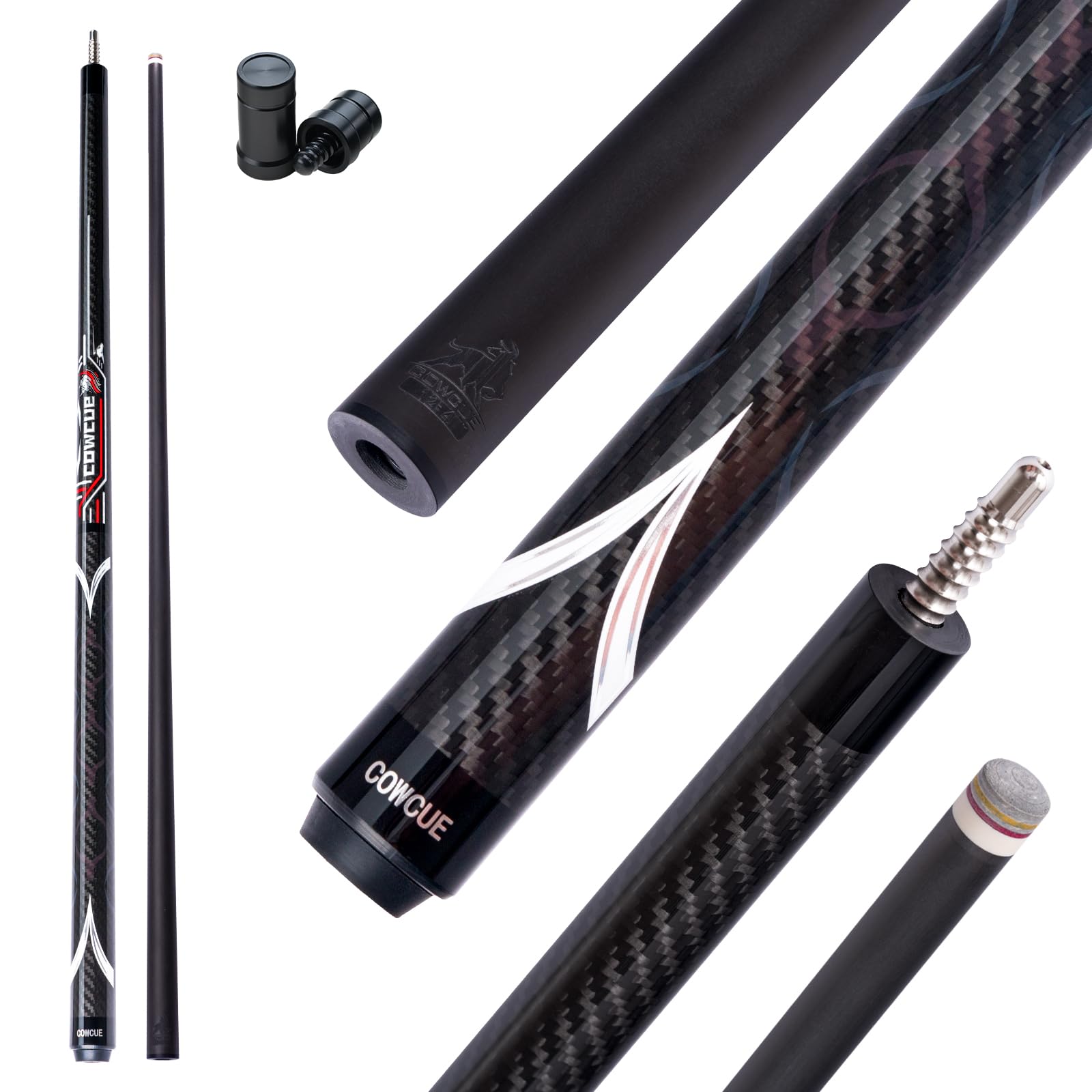 CRICAL Carbon Fiber Pool Cue COWCUE Series Low Deflection Billiards Cue Stick 58  Professional Pool Table Sticks for Adults -12.